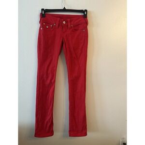 True Religion  Billy Flap Bootcut Jean red straight 34 inseam size 26 Low Rise